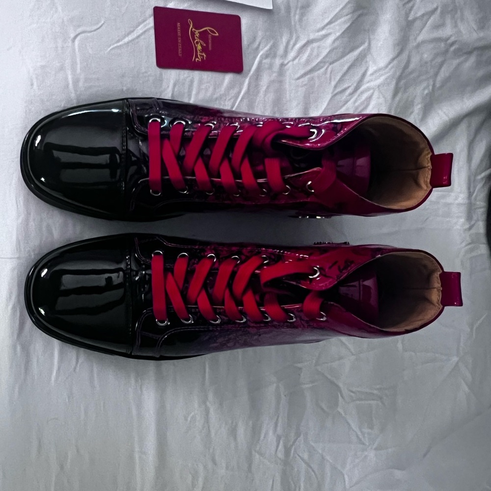 Christian Louboutin Black and Red High-Top Sneakers